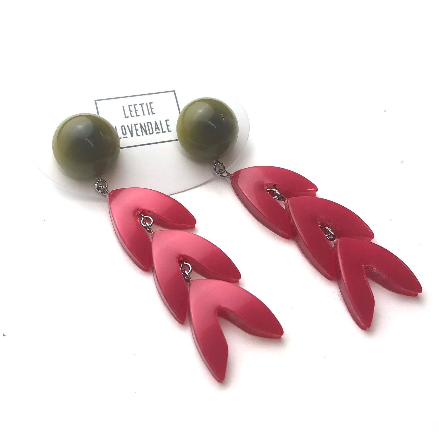 Olive &amp; Ruby Moonglow Feather Statement Earrings *