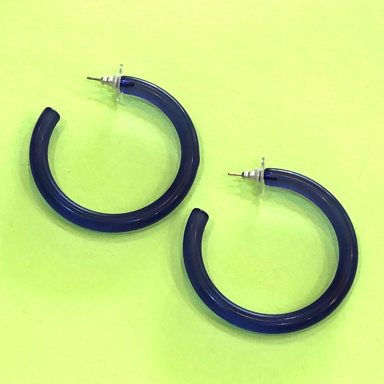Cobalt Blue XL Jelly Hoop Earrings - 2&quot;