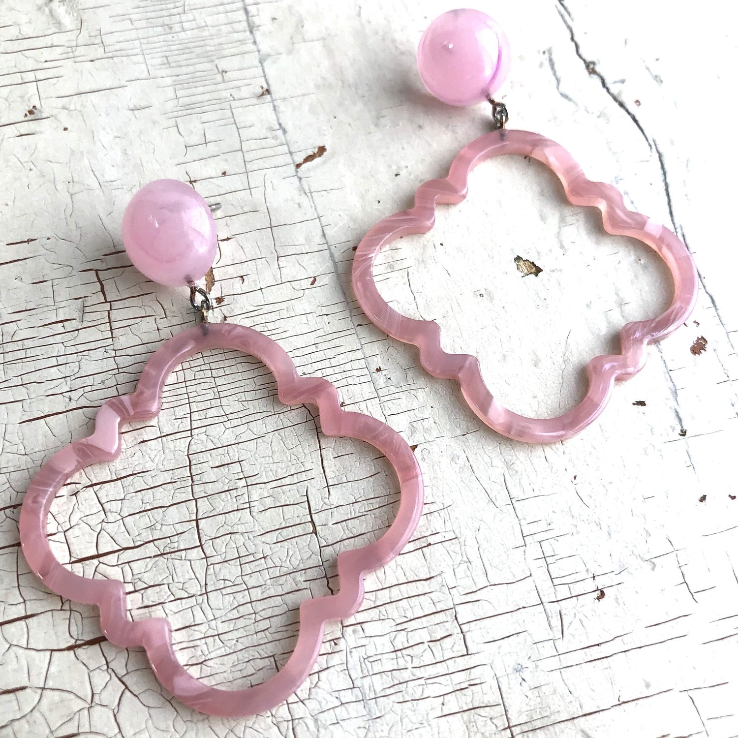 pink quatrefoil earrings