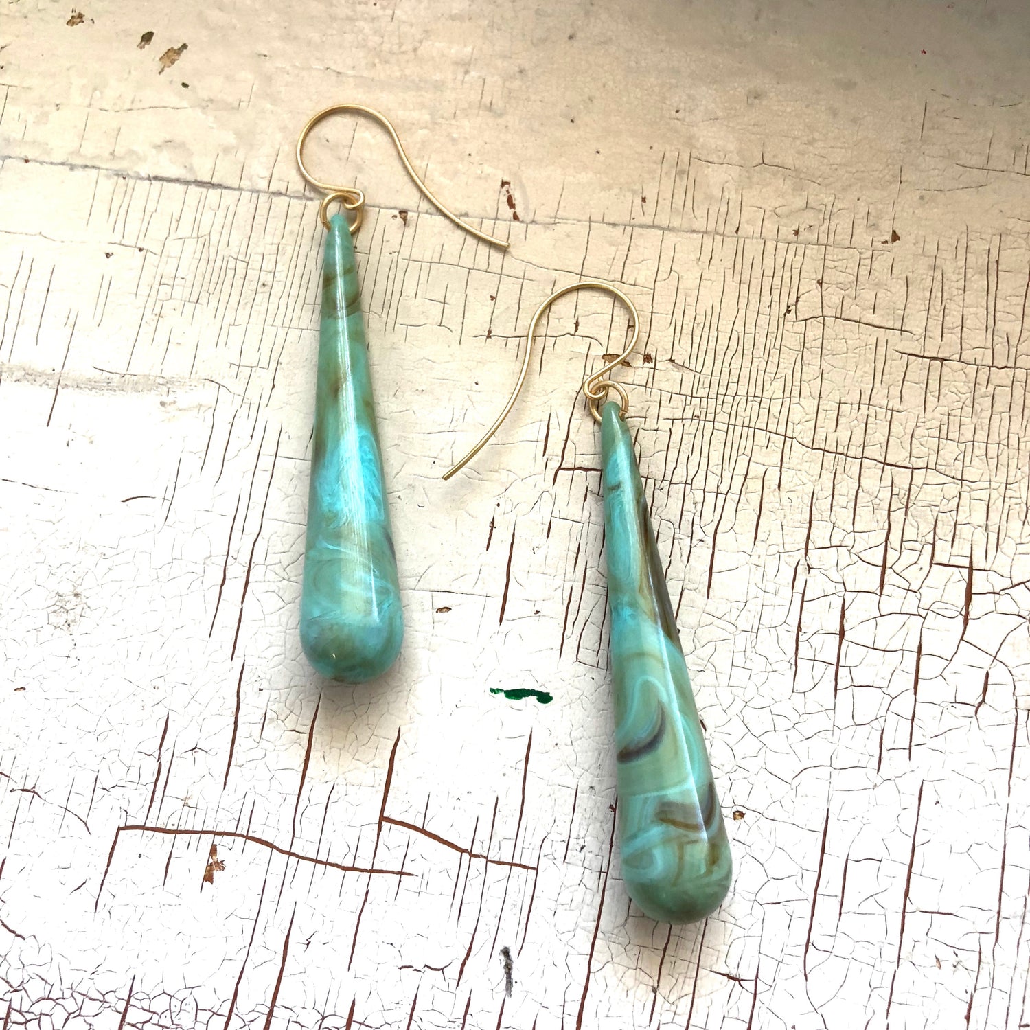 marbled turquoise earrings