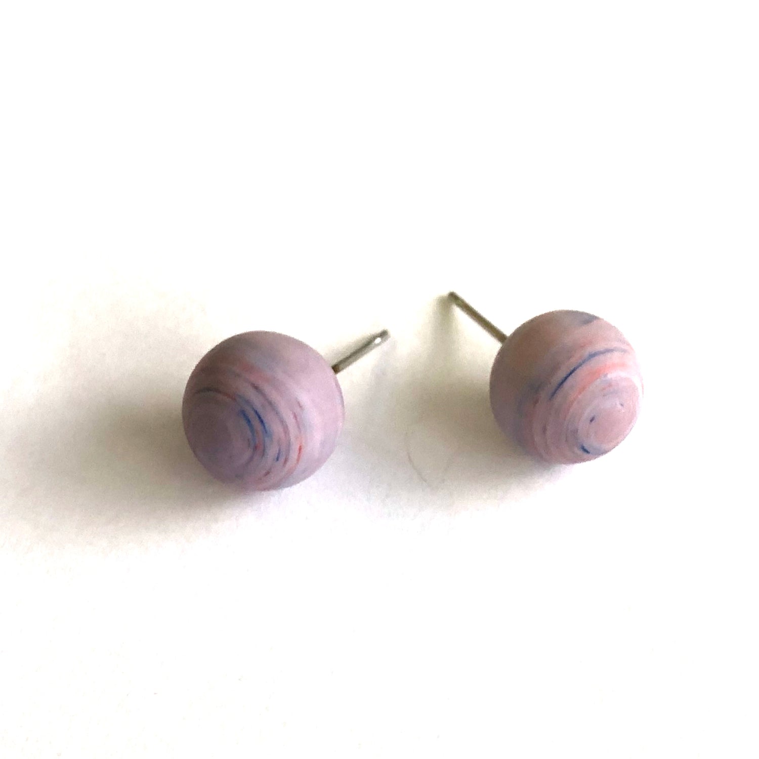Light Purple Matte Striped Ball Stud Earrings