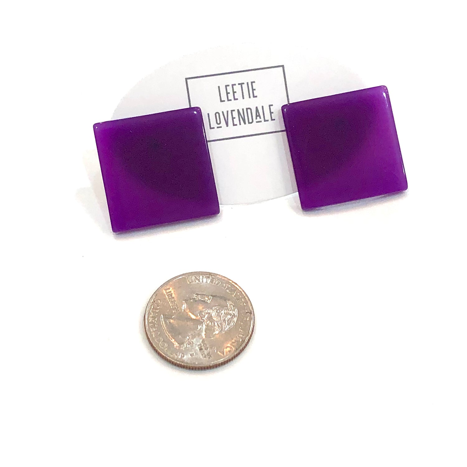 purple square earrings