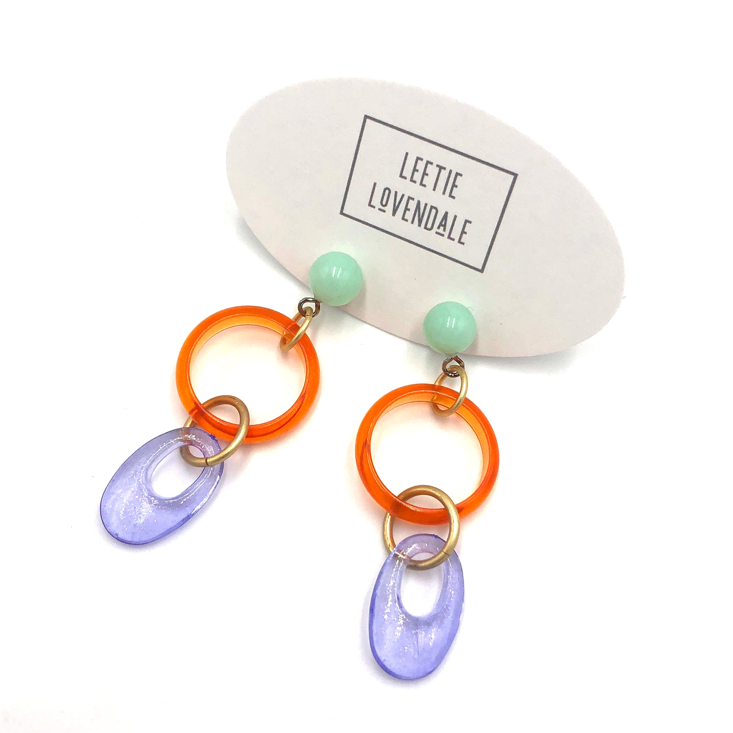 Orange Mint &amp; Periwinkle Glitter Addie Earrings
