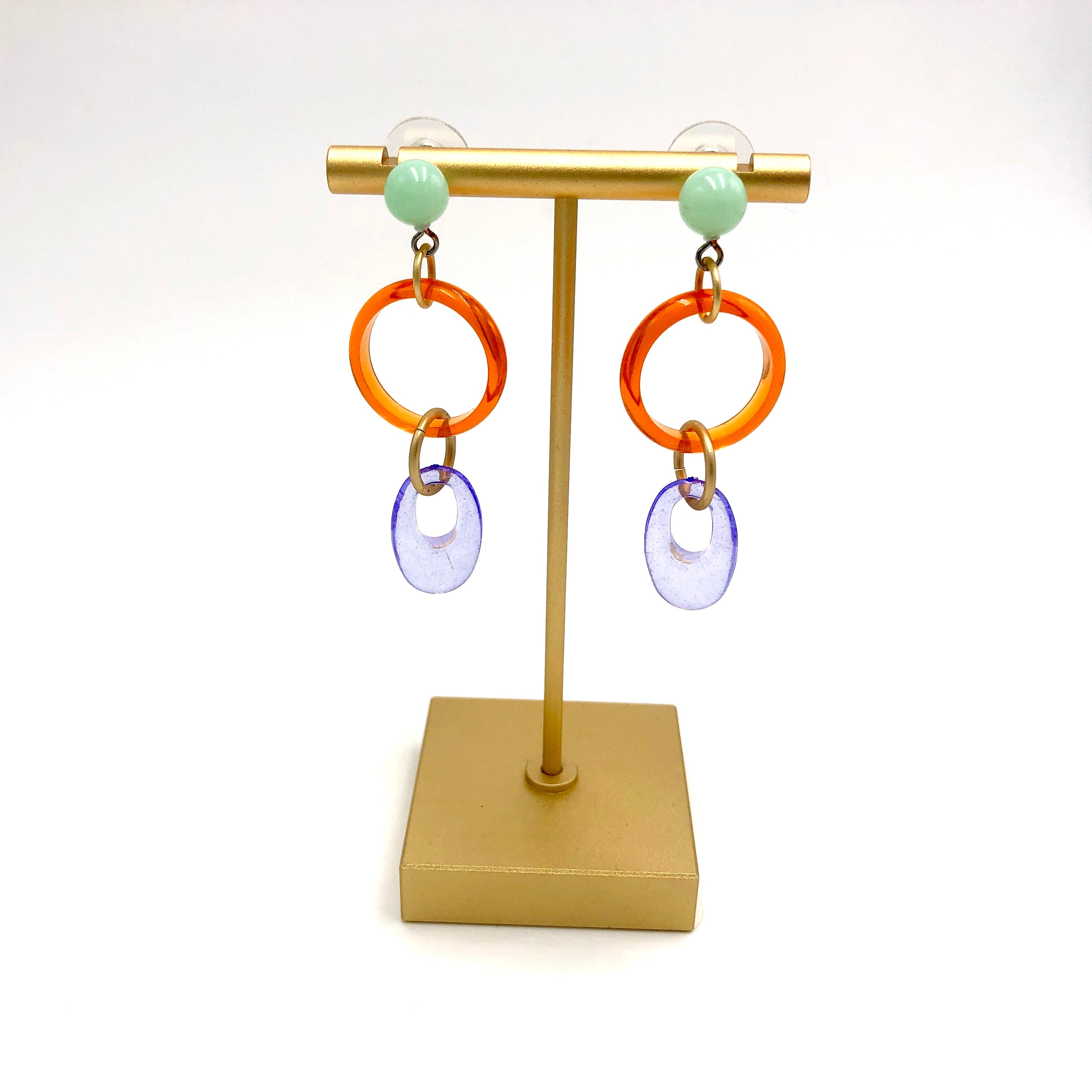 Orange Mint &amp; Periwinkle Glitter Addie Earrings