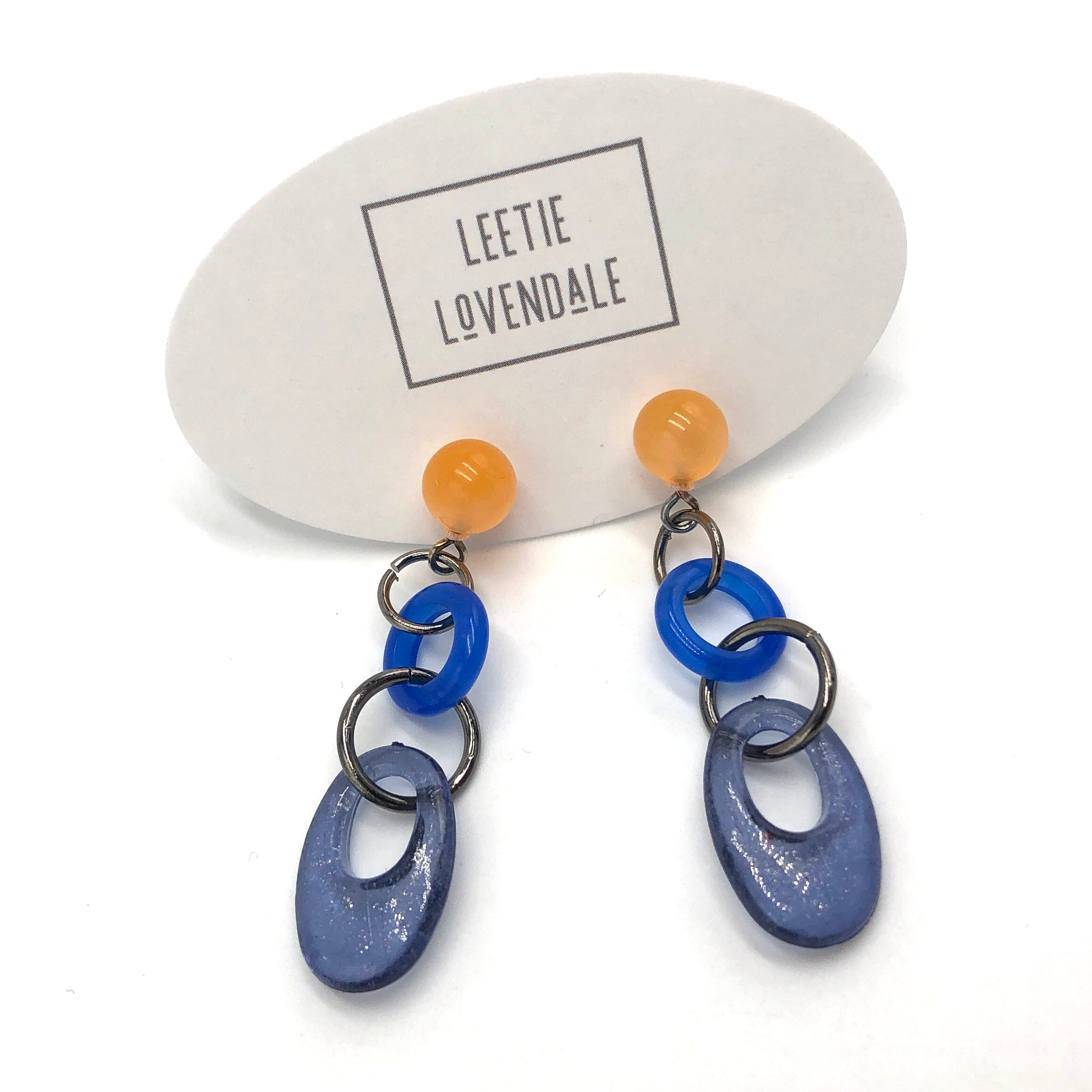 blue and orange earrings