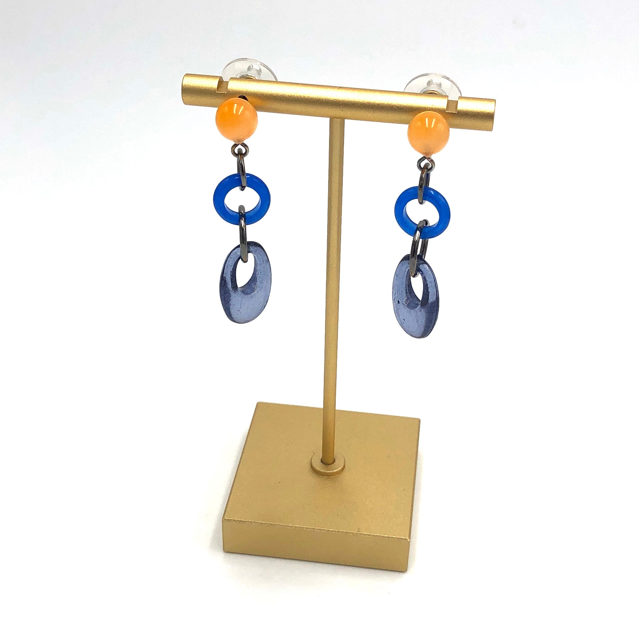 peach and blue earrings
