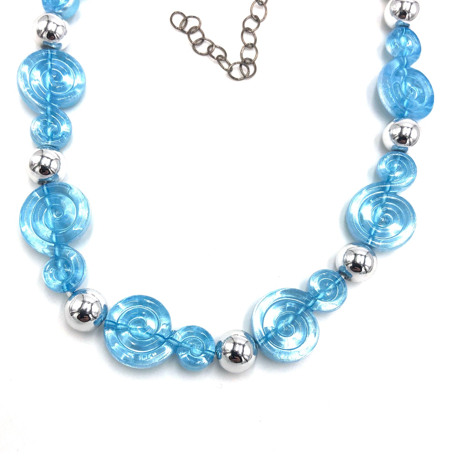 Ice Blue Spiral Glow Marco Necklace