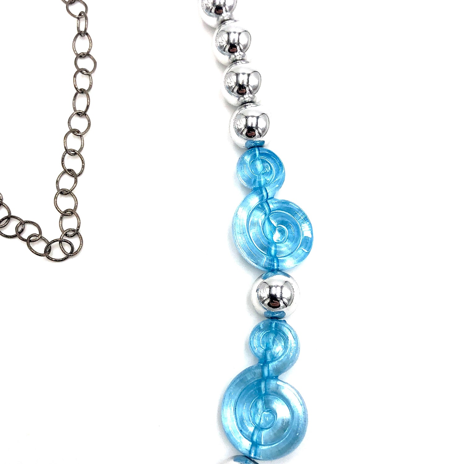 Ice Blue Spiral Glow Marco Necklace