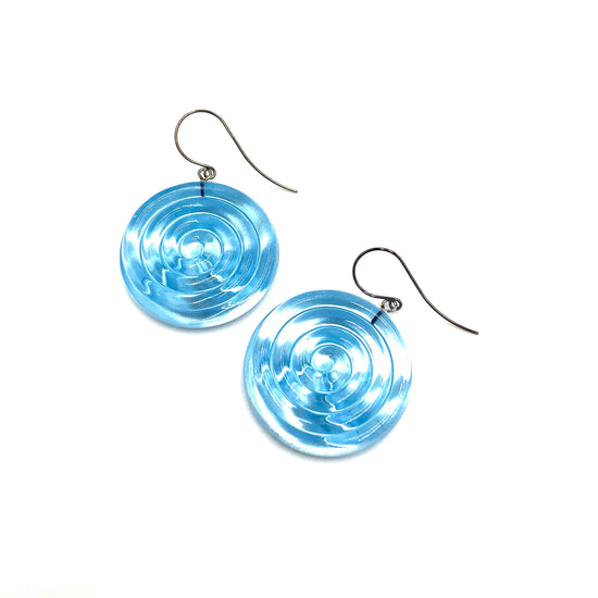 Ice Blue & Glow Spiral Drop Earrings