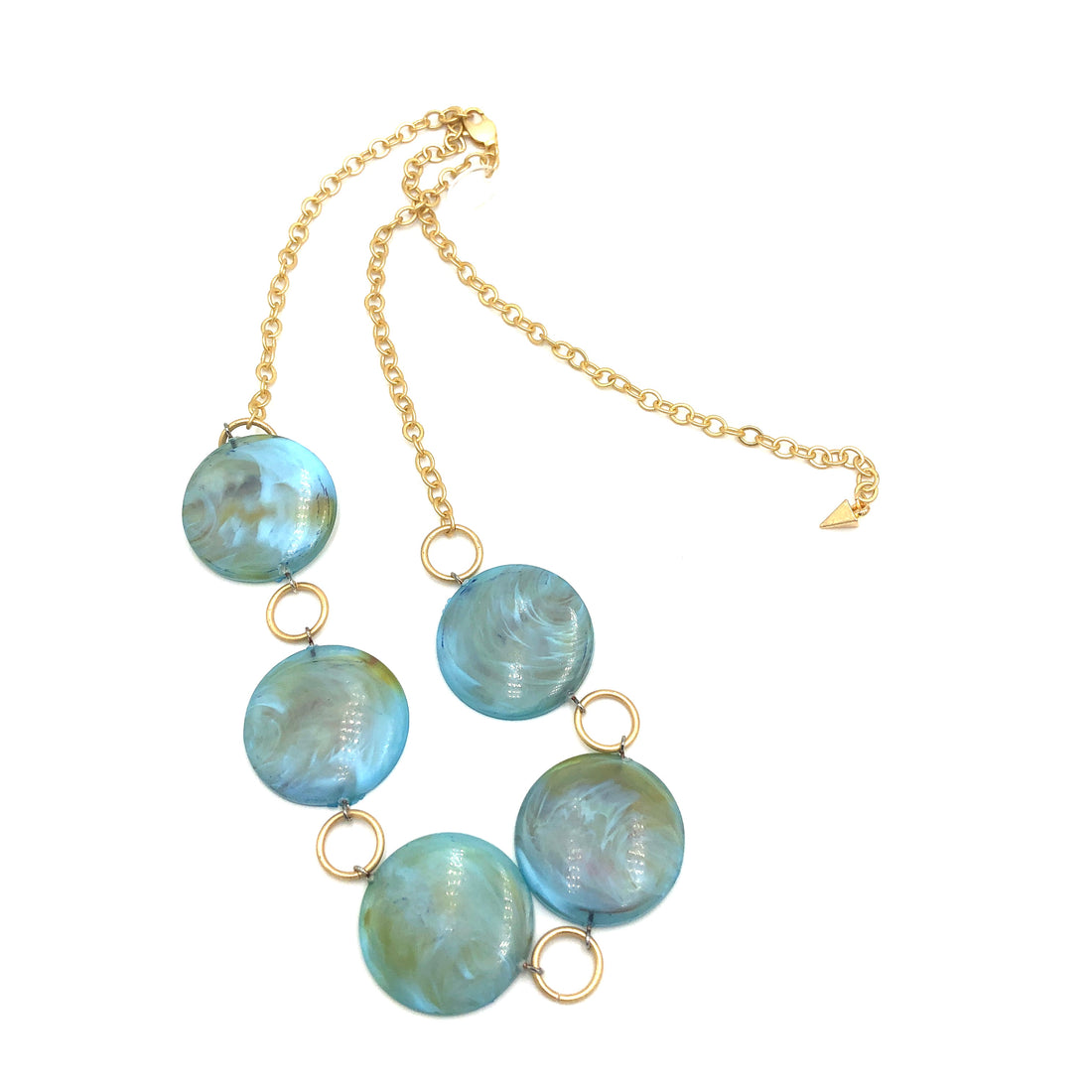 Ice Blue Marbled Stations Necklace