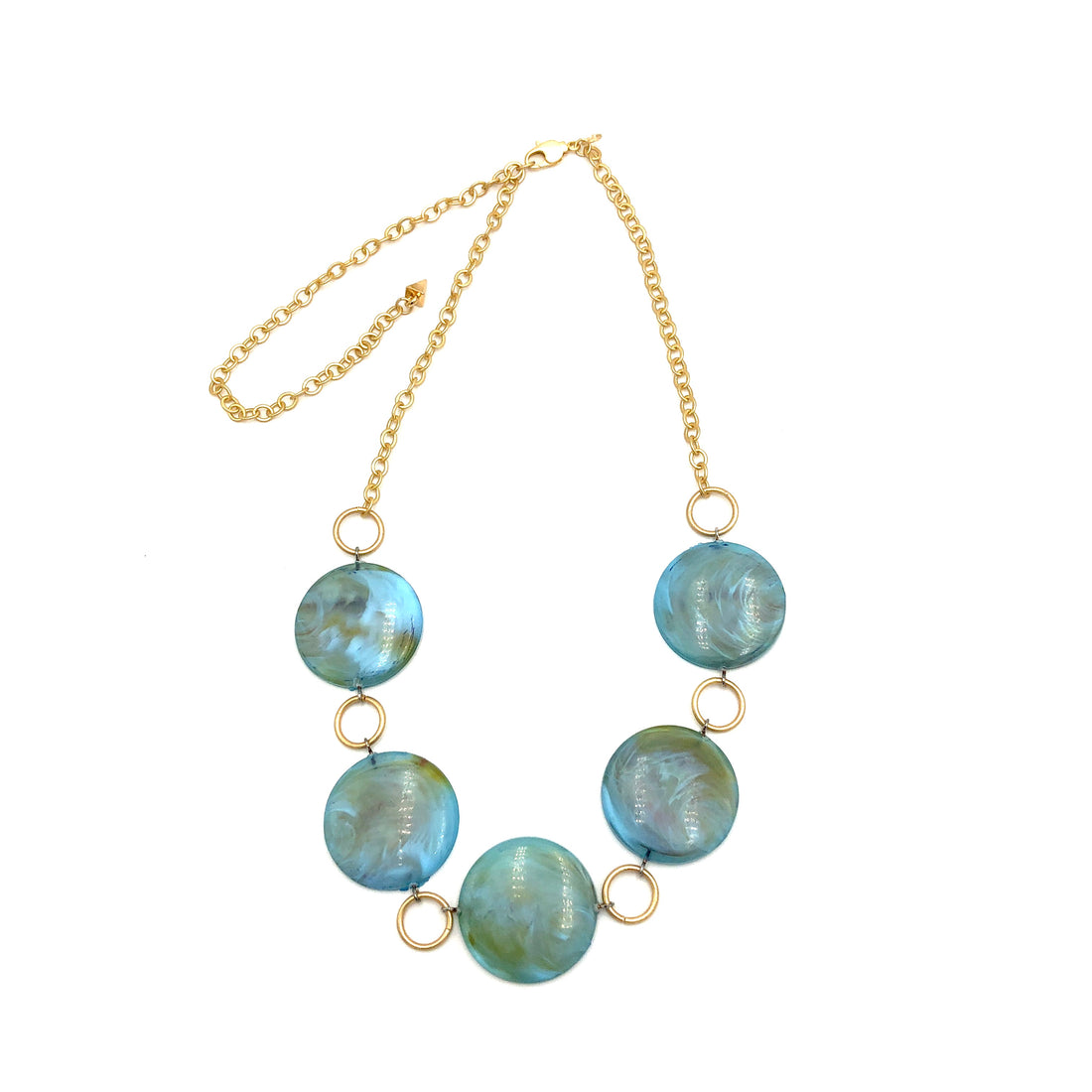 Ice Blue Marbled Stations Necklace