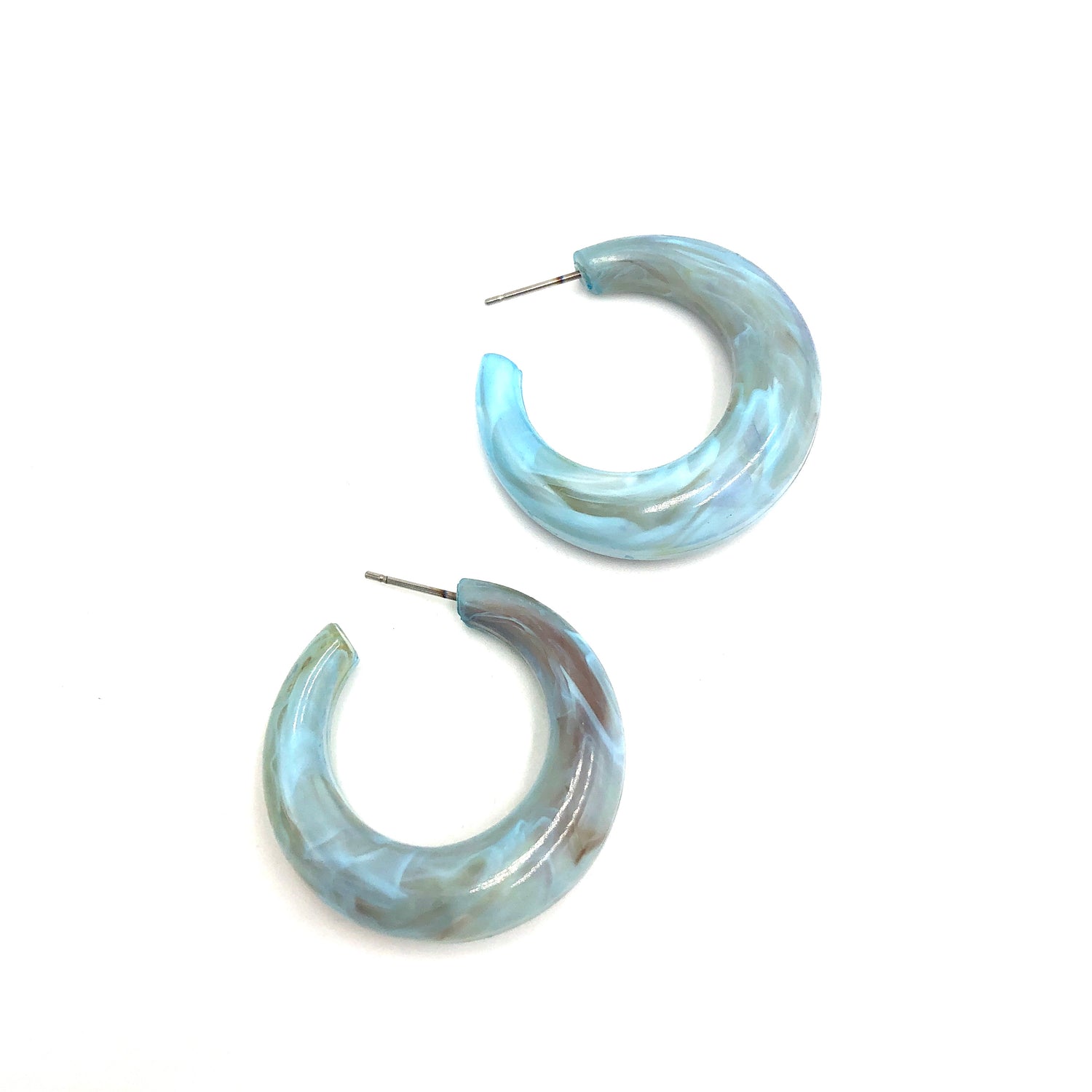 Ice Blue Marbled Megan Hoop Earrings