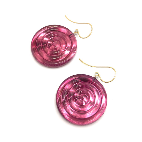 Cranberry & Glow Spiral Drop Earrings