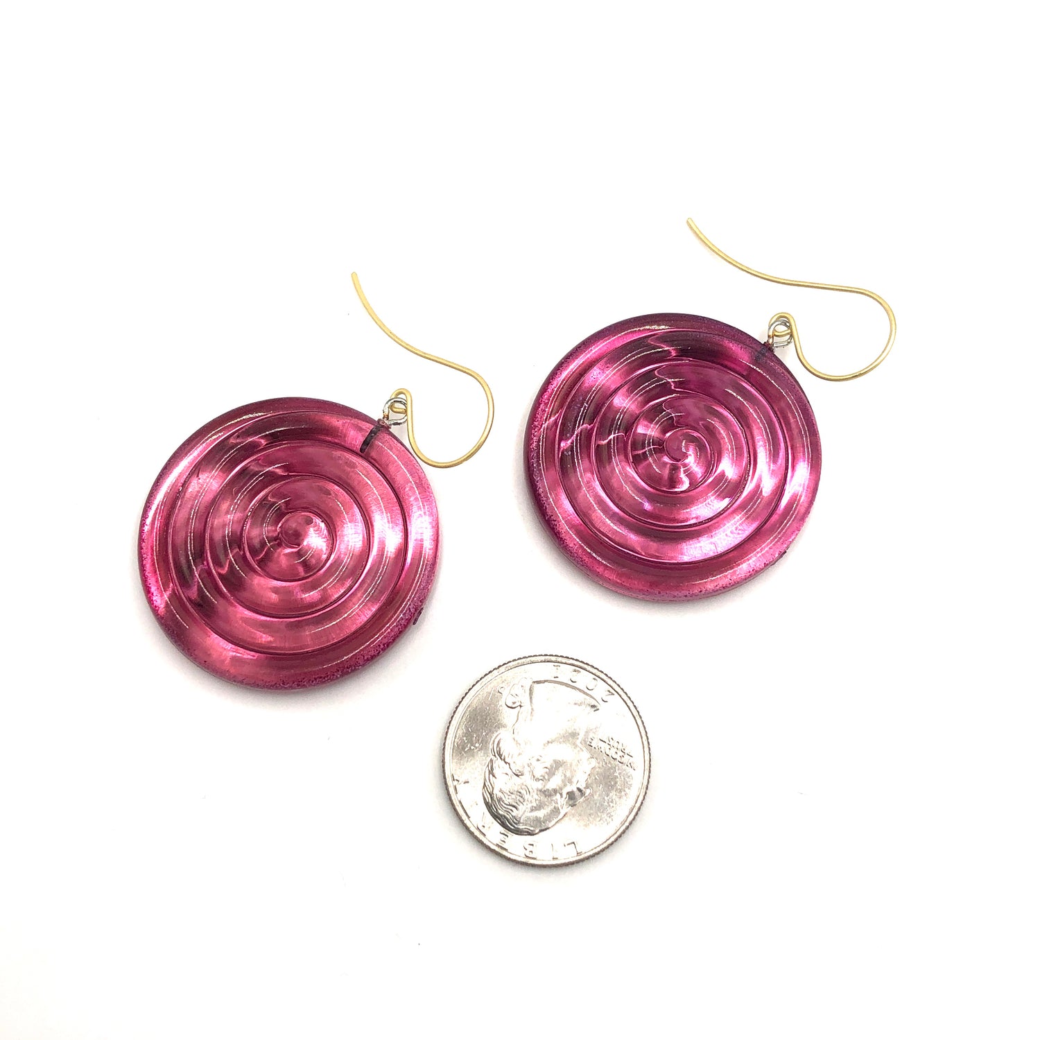 Cranberry &amp; Glow Spiral Drop Earrings