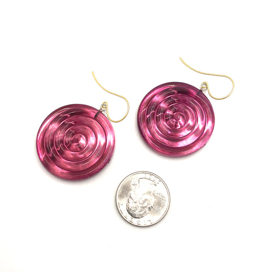 Cranberry & Glow Spiral Drop Earrings