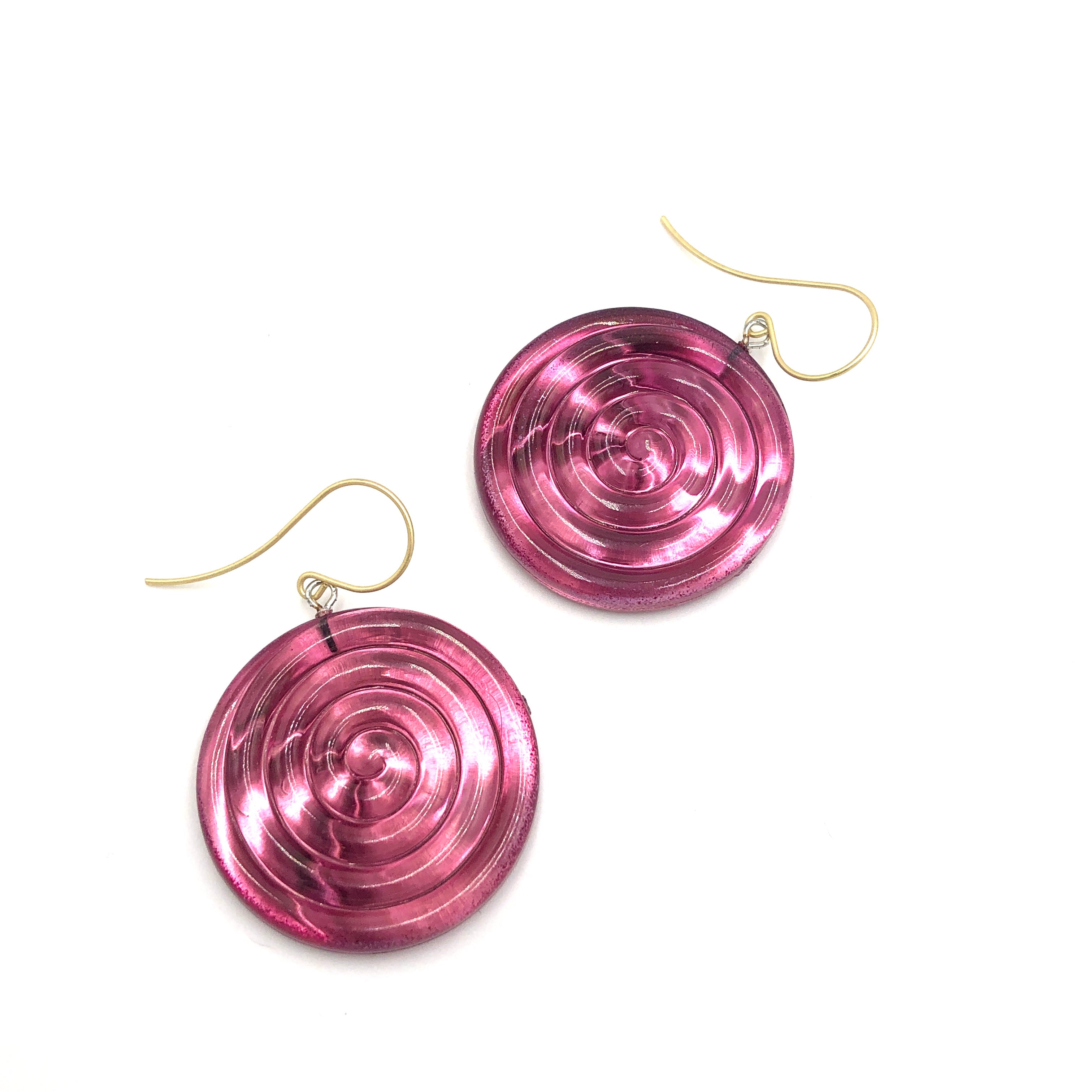 Cranberry &amp; Glow Spiral Drop Earrings
