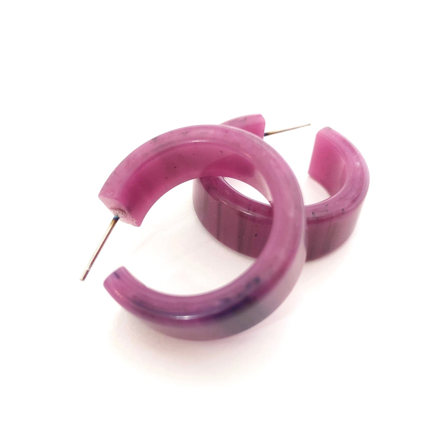 violet hoop earrings