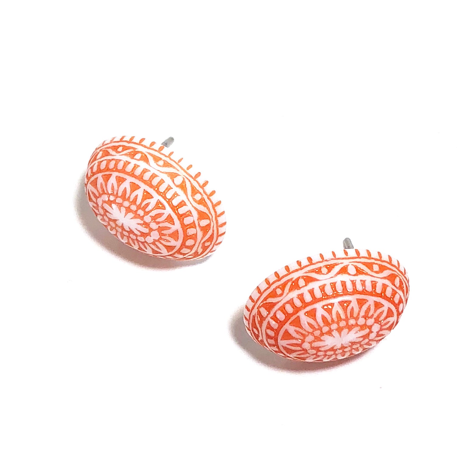 orange stud earrings