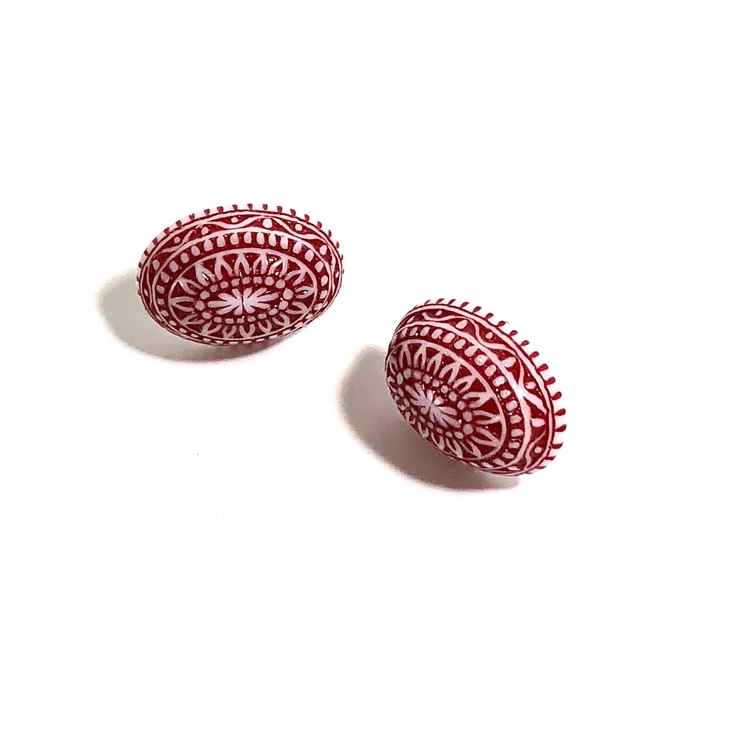 red white earrings
