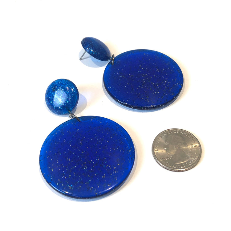dark blue space earrings