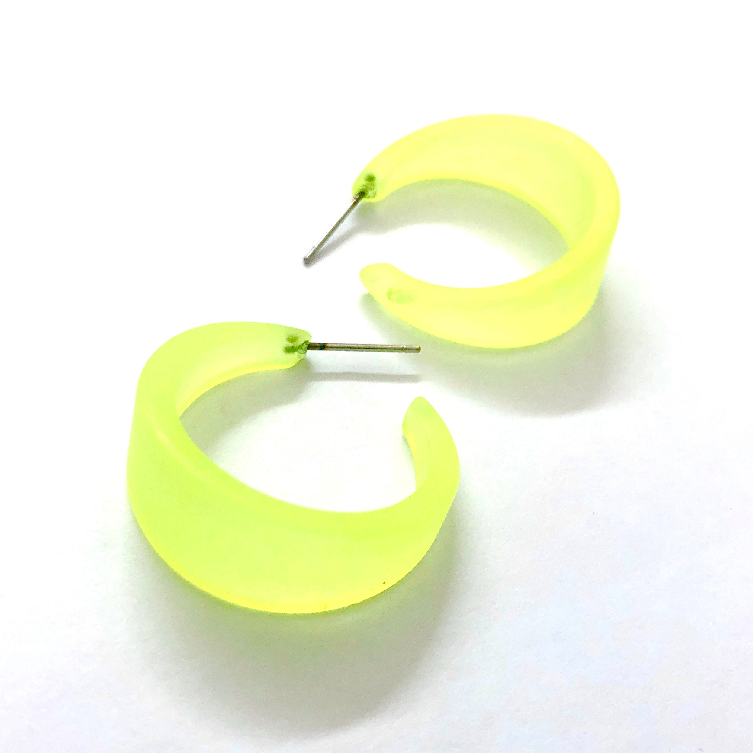 Neon Yellow Frosted Large Marilyn Hoop Earrings – Leetie Lovendale