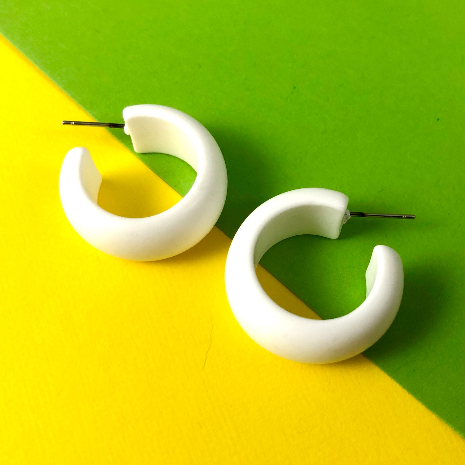 White Matte Haskell Hoops Earrings