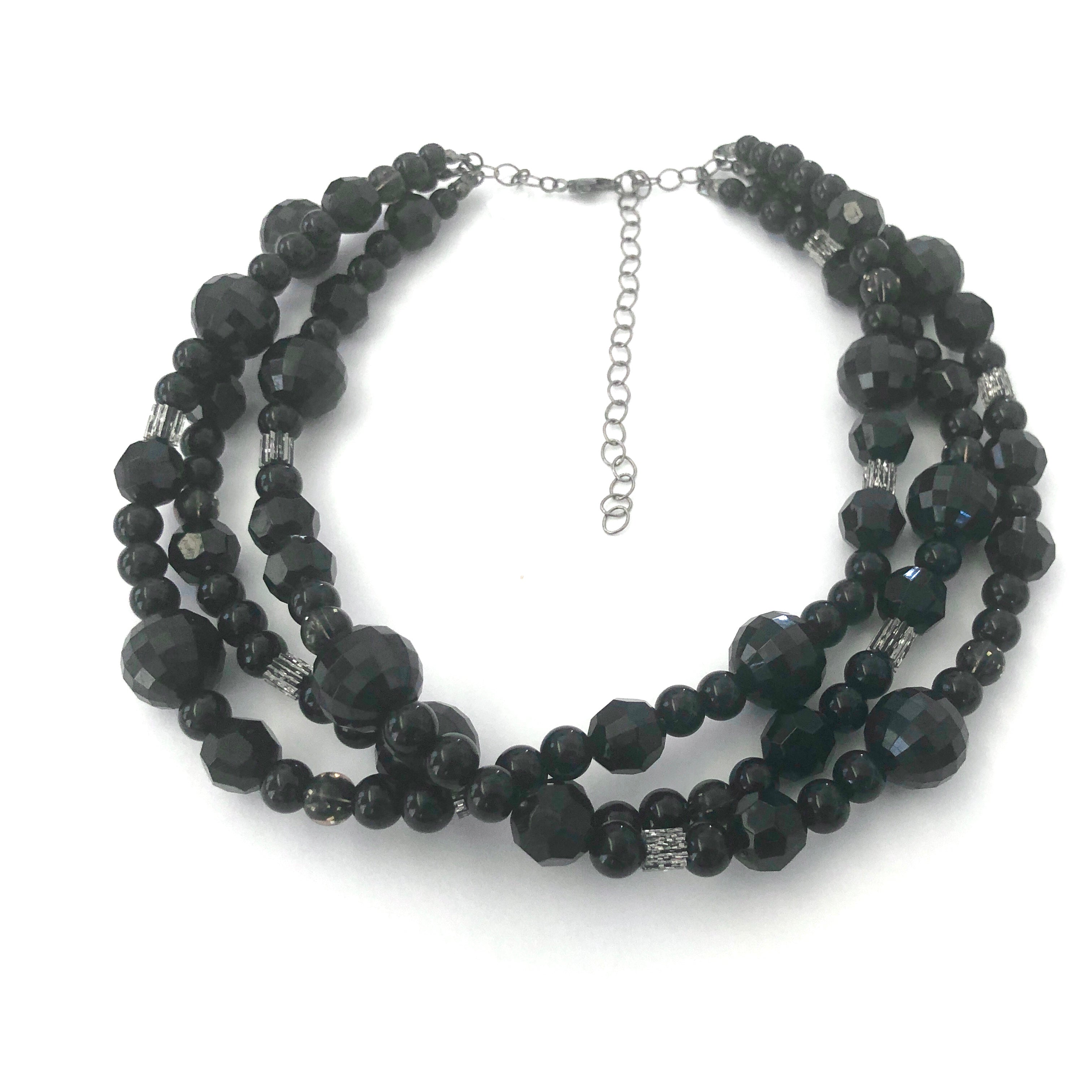 Black Facets &amp; Glitter Morgan Necklace