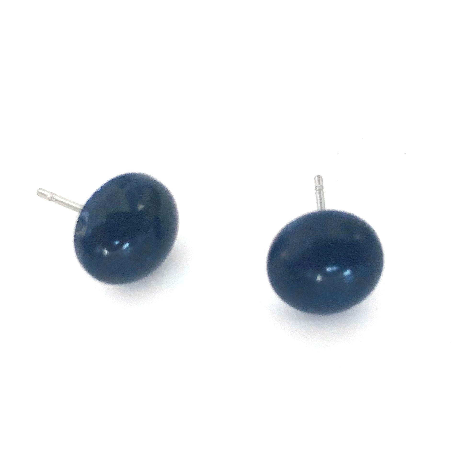 Navy Blue Small Retro Button Stud Earrings