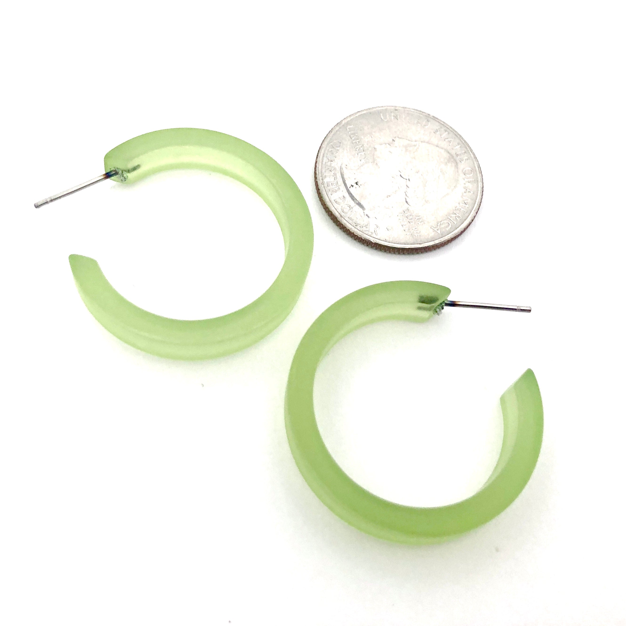 Pear Green Frosted Small Classic Hoop Earrings