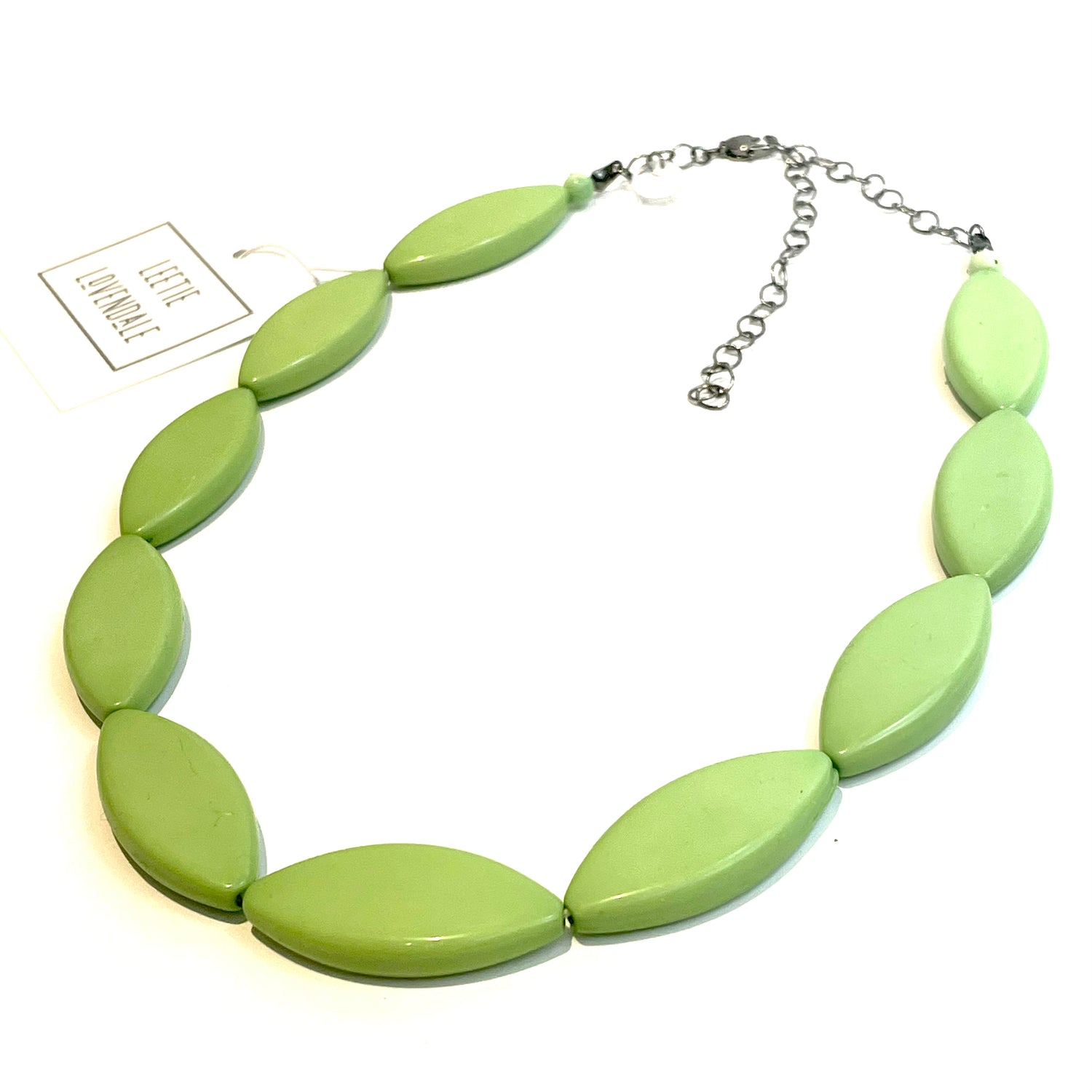 Lime Green Marquis Vintage Lucite Chunky Marco Necklace