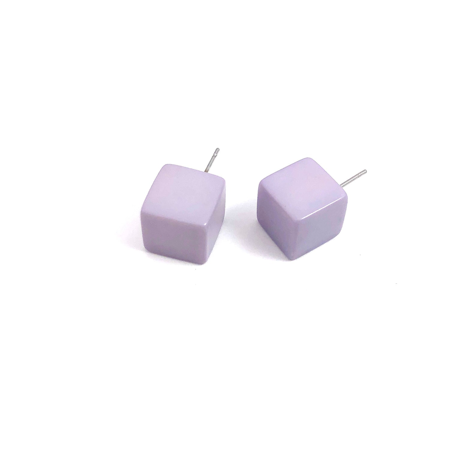 Lilac Grey Jumbo Cube Stud Earrings