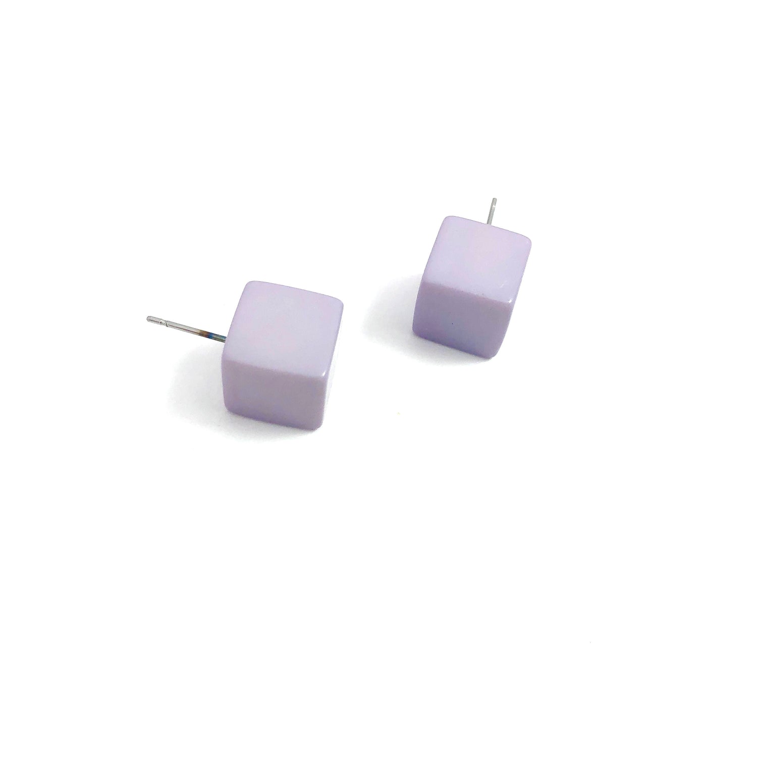 Lilac Grey Jumbo Cube Stud Earrings