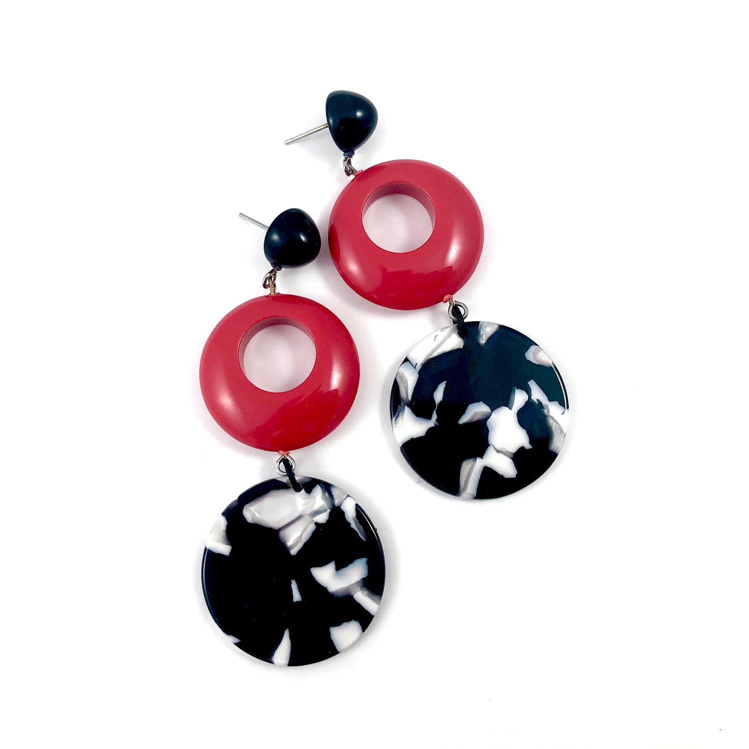 Black & Red Donut Drop Statement Earrings – Leetie Lovendale