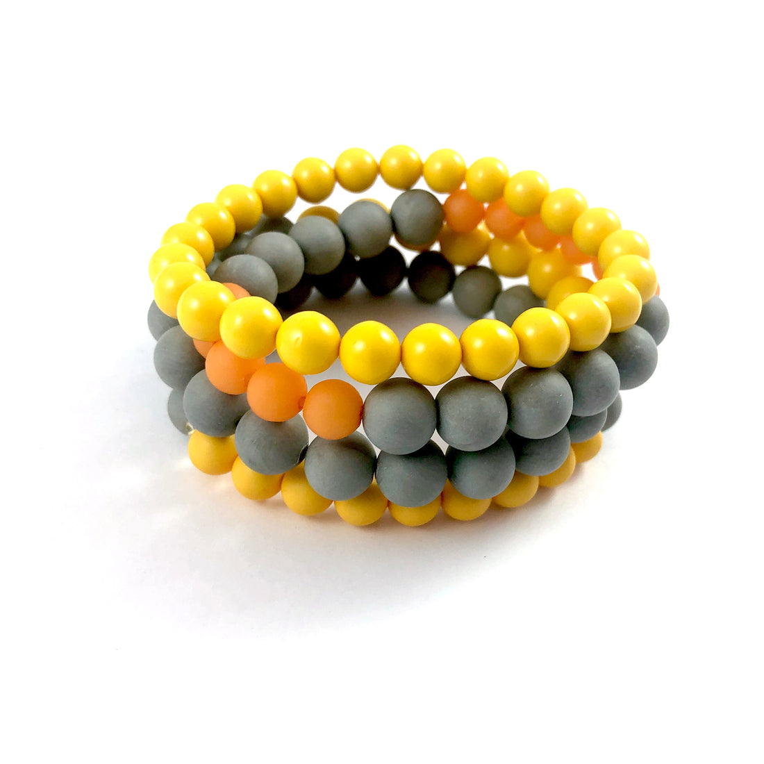 Yellow Tangerine &amp; Grey Stack &amp; Stretch Bracelets Set