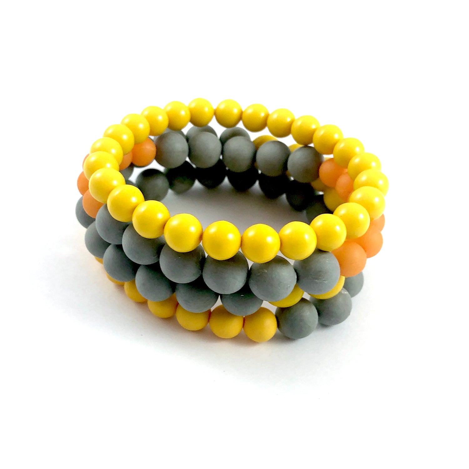 Yellow Tangerine &amp; Grey Stack &amp; Stretch Bracelets Set