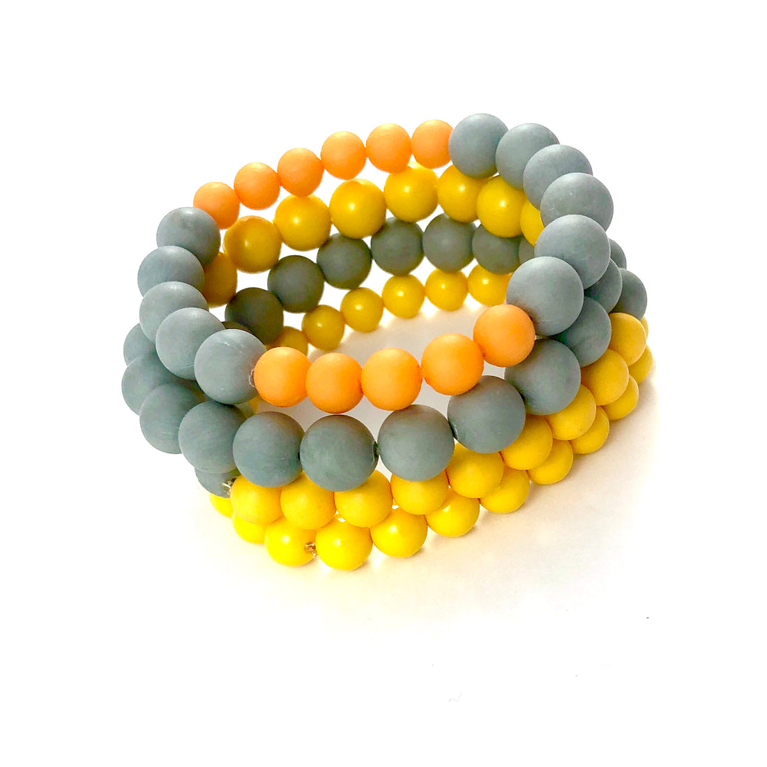 Yellow Tangerine &amp; Grey Stack &amp; Stretch Bracelets Set