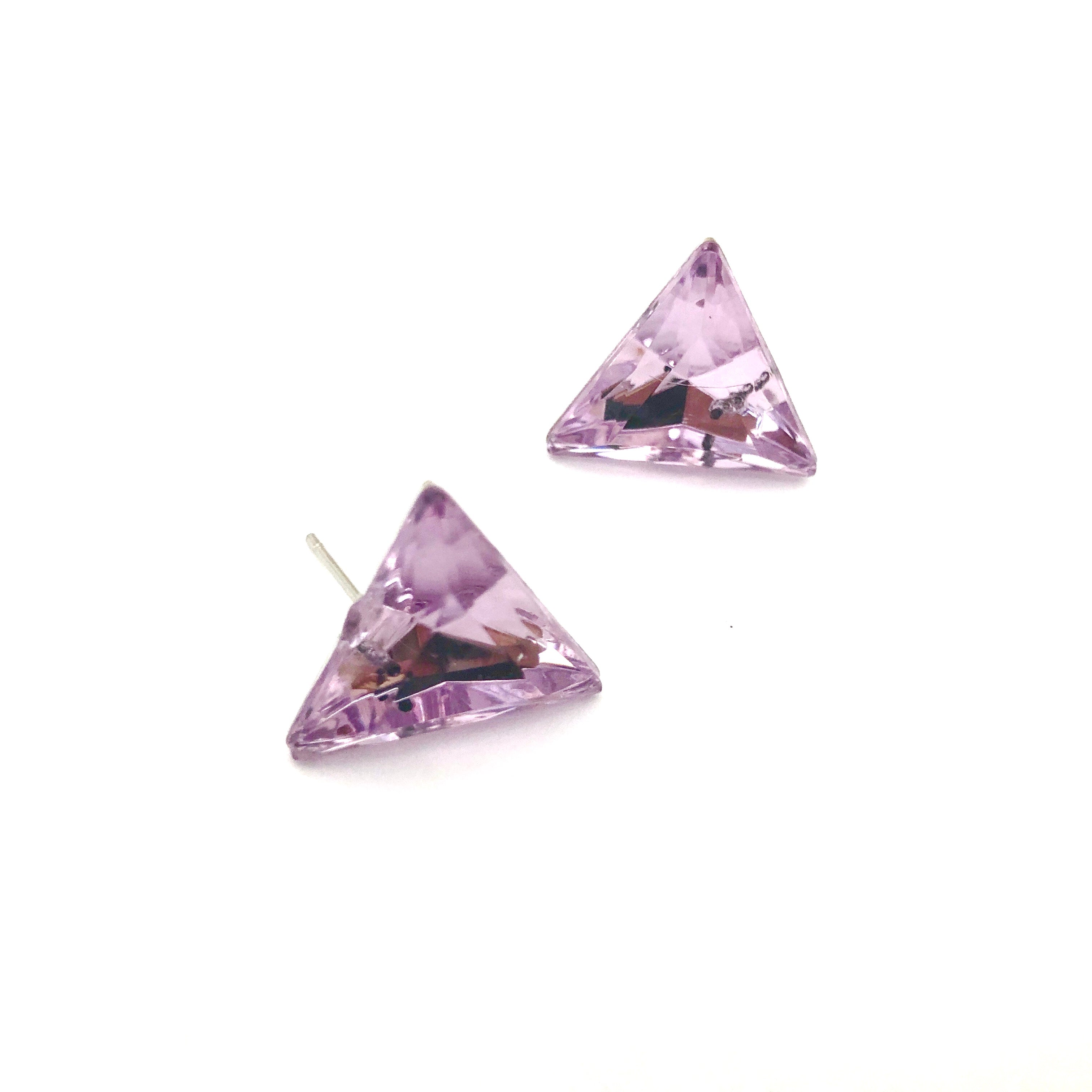 Vitrail Light Amethyst Faceted Triangle Stud Earrings