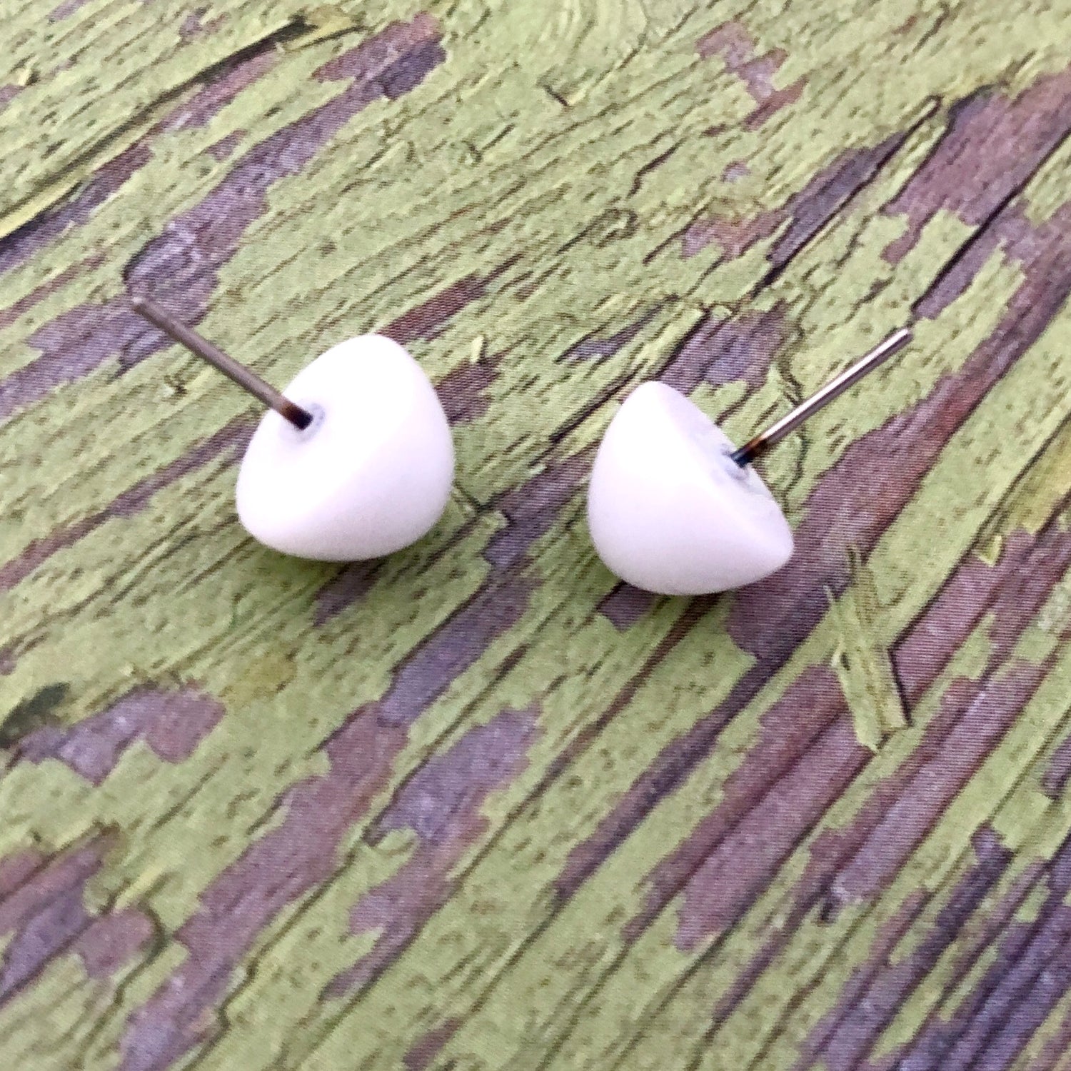 White Gumdrop Stud Earrings