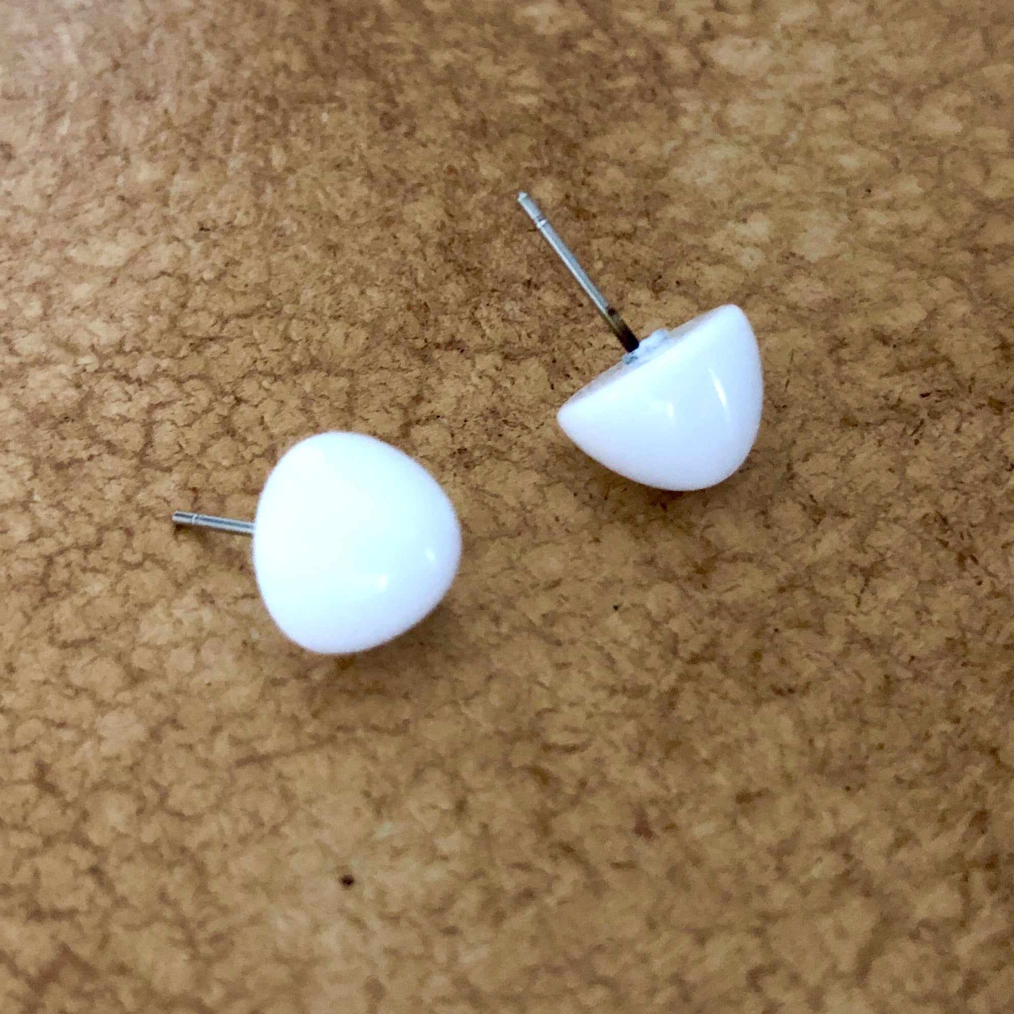 White Gumdrop Stud Earrings