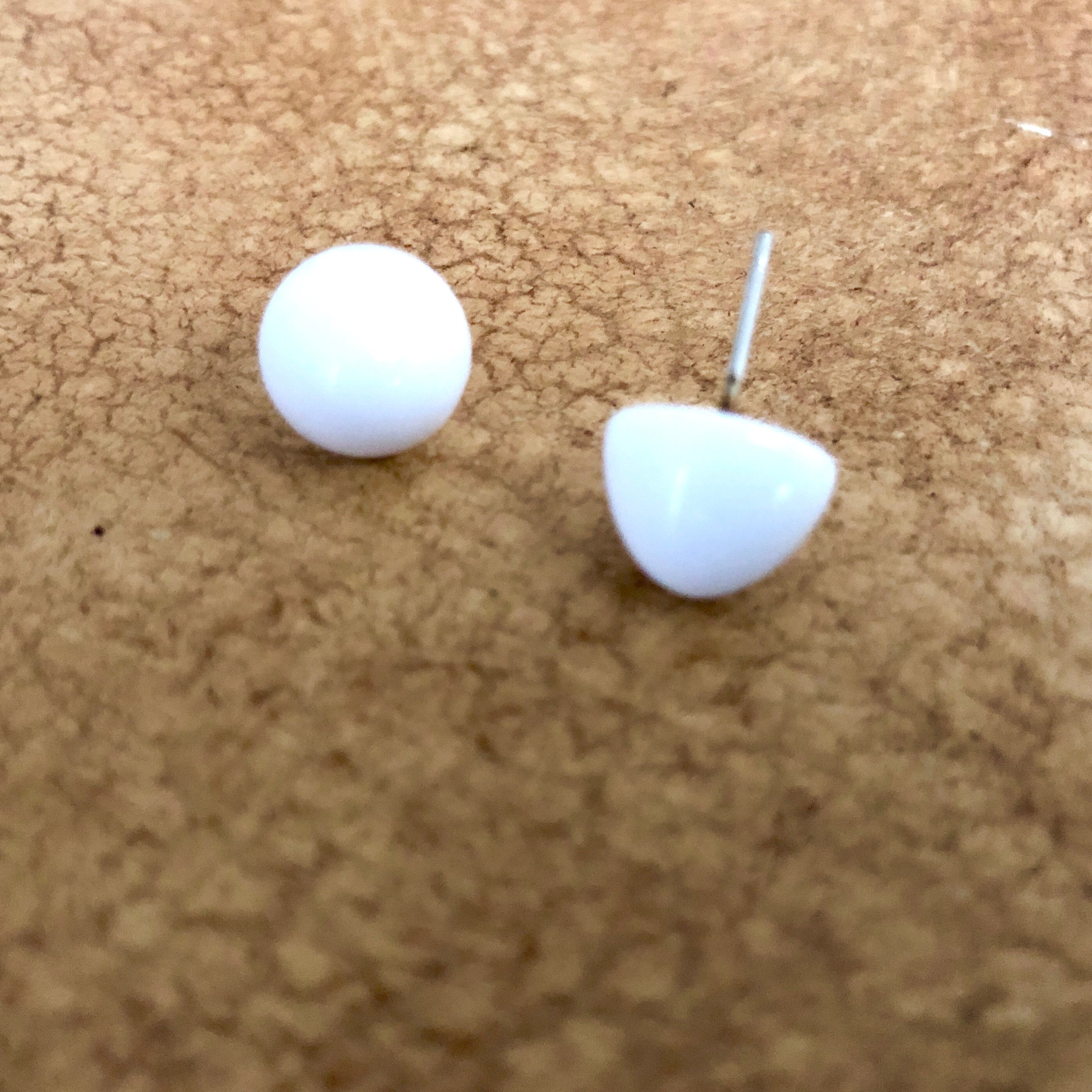 White Gumdrop Stud Earrings