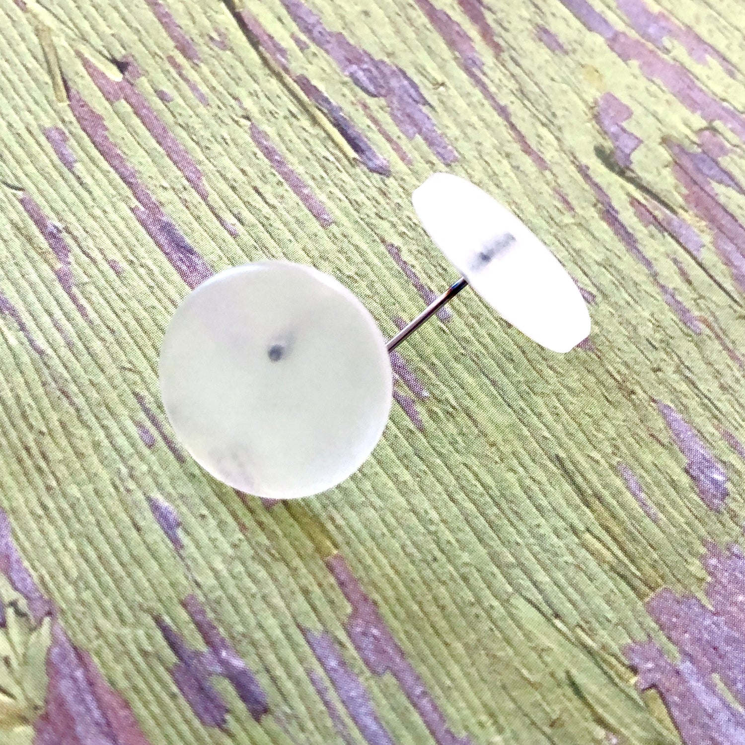 Clear Frosted Lucite Disc Stud Earrings