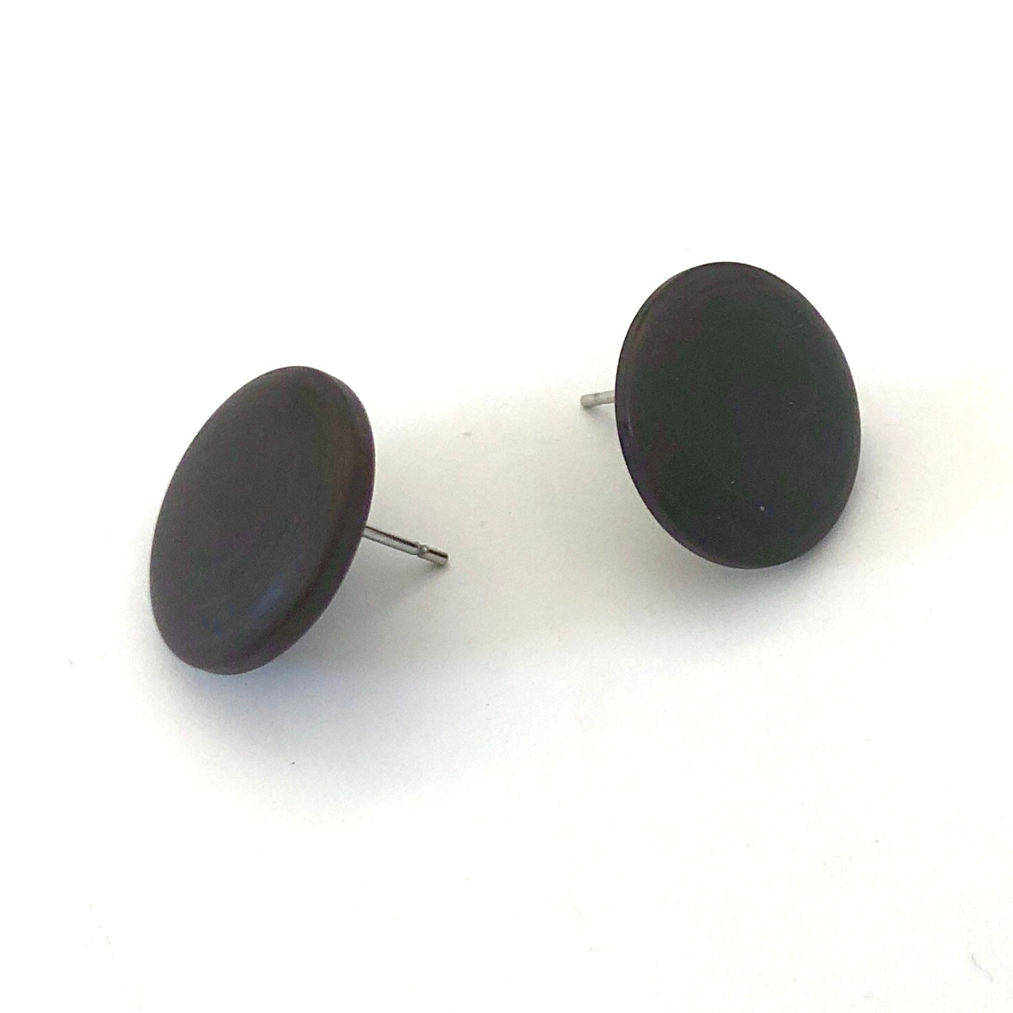 Black Lucite Disc Studs Earrings