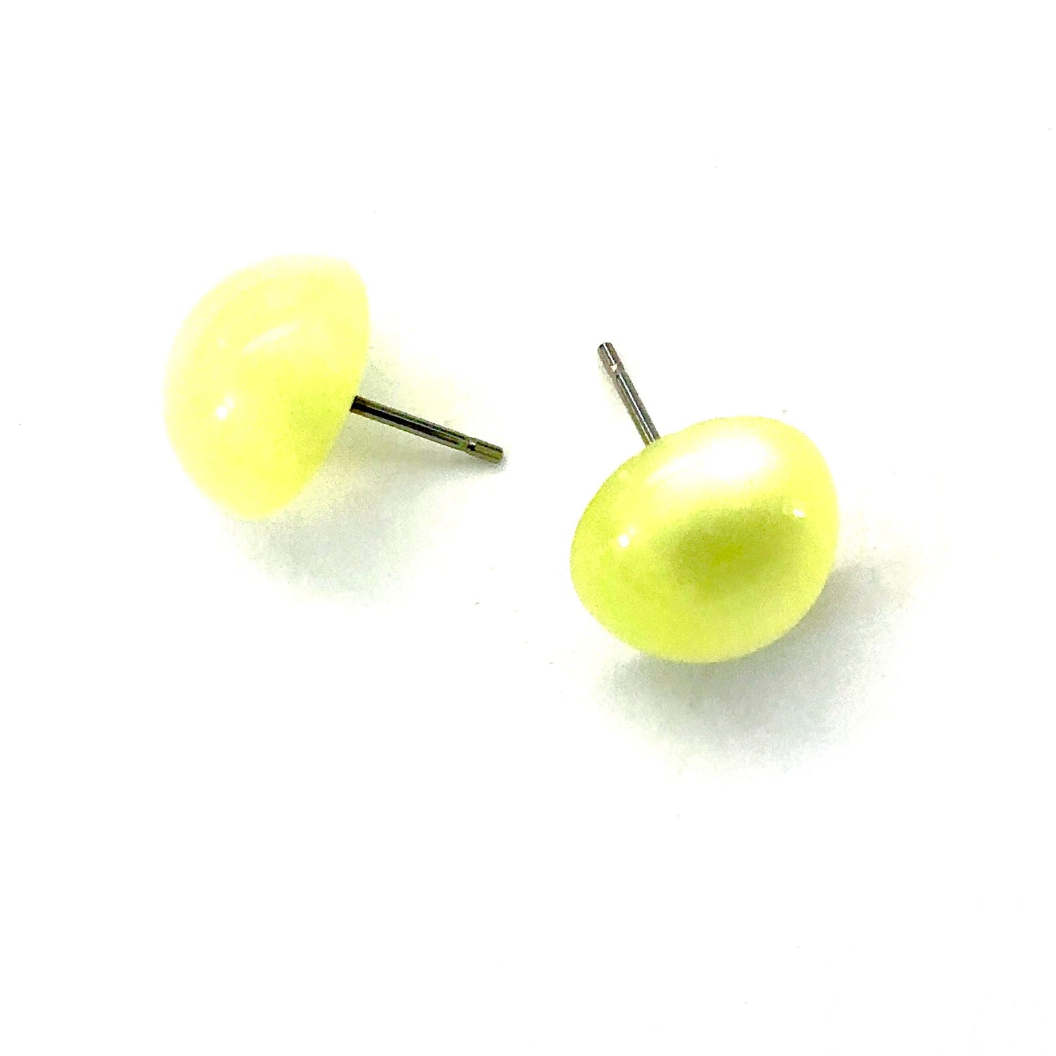 Citrus Yellow Moonglow Retro Button Stud Earrings