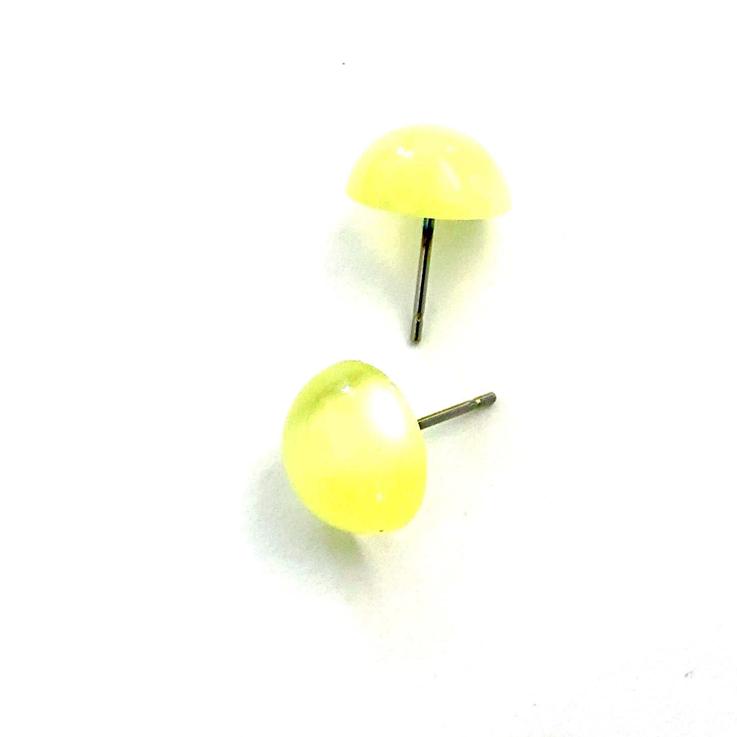 Citrus Yellow Moonglow Retro Button Stud Earrings
