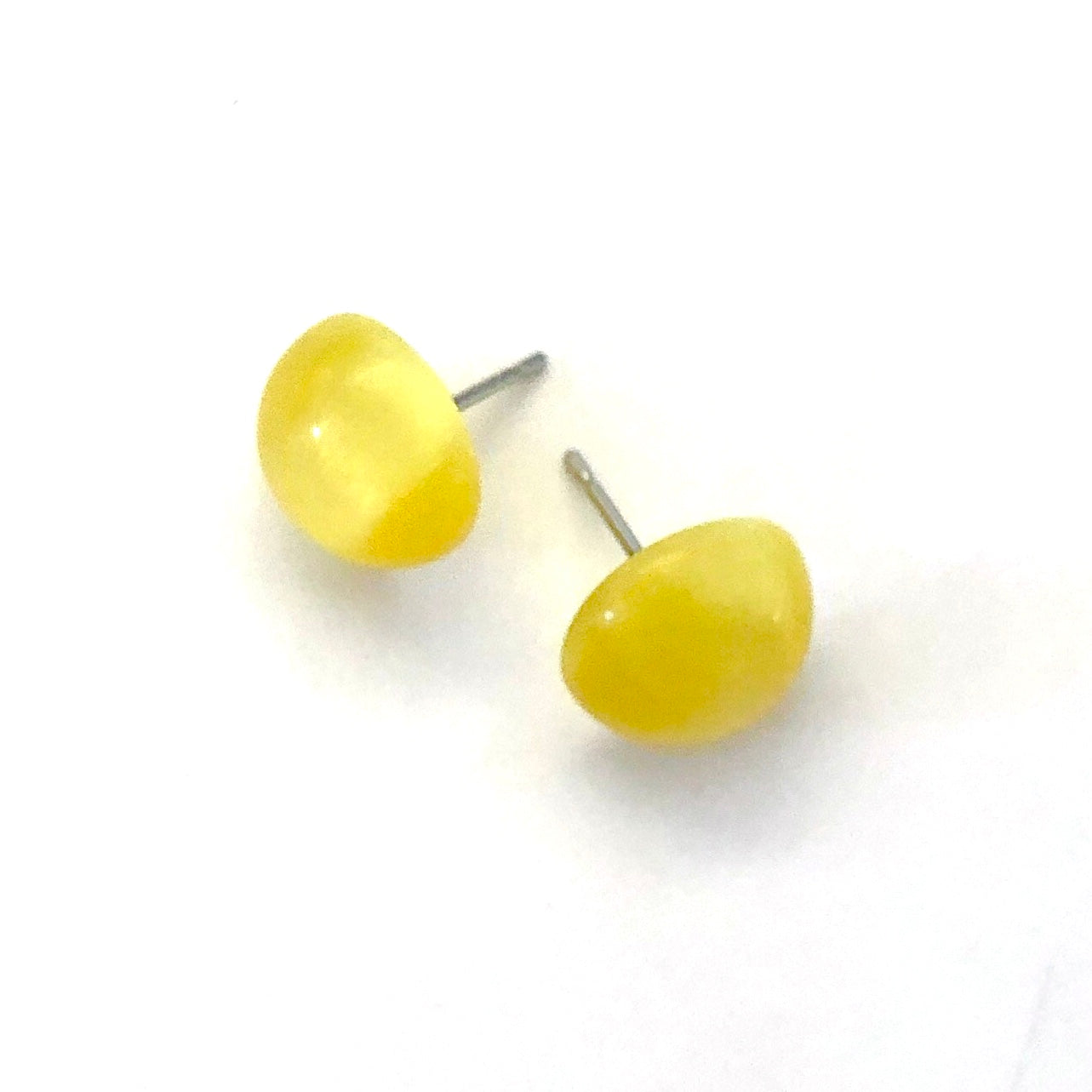 Golden Yellow Moonglow Retro Button Stud Earrings