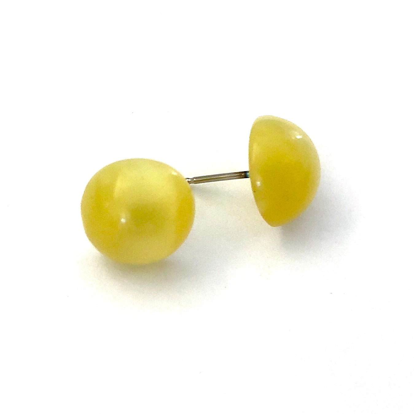 Golden Yellow Moonglow Retro Button Stud Earrings