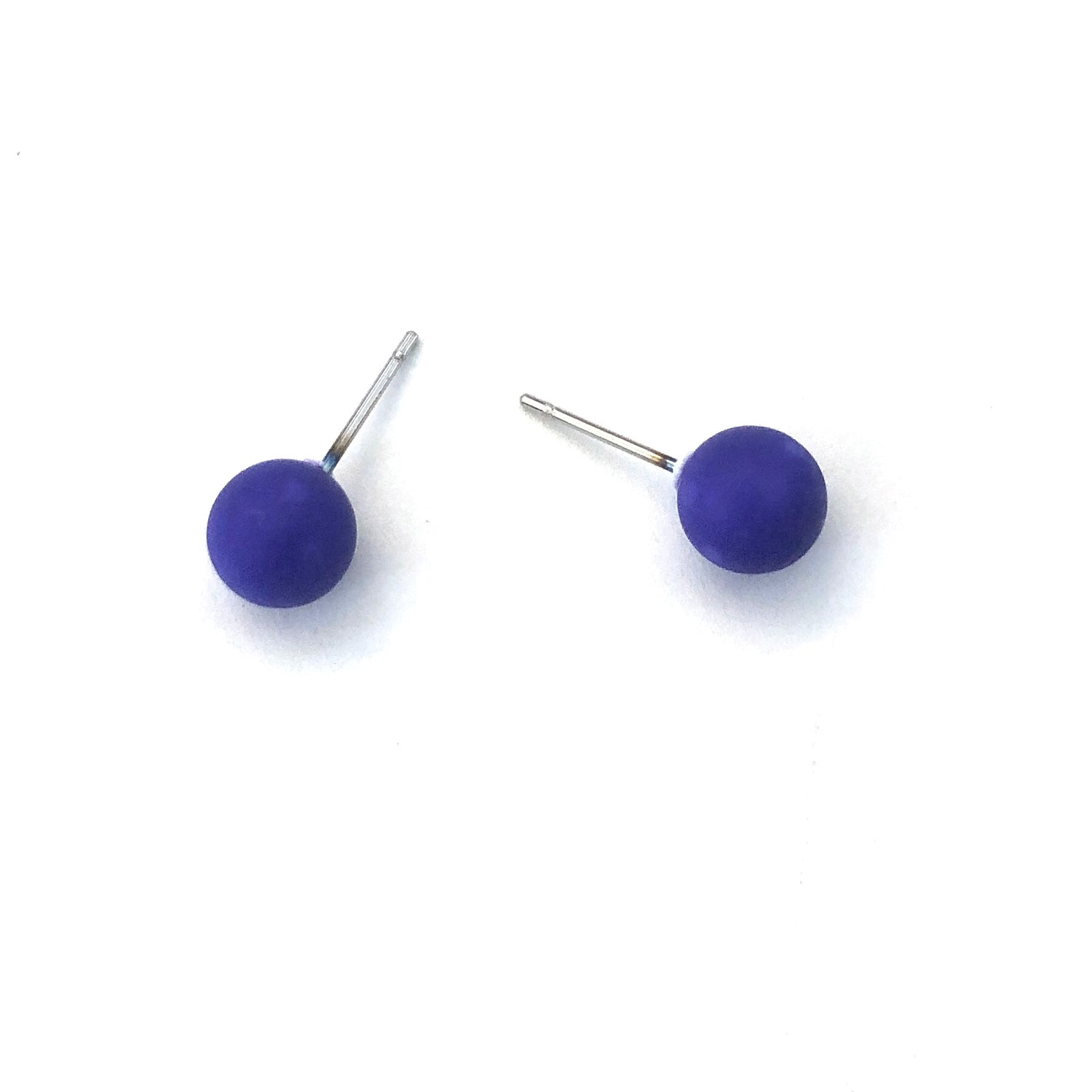 Cobalt Matte Lucite Ball Stud Earrings