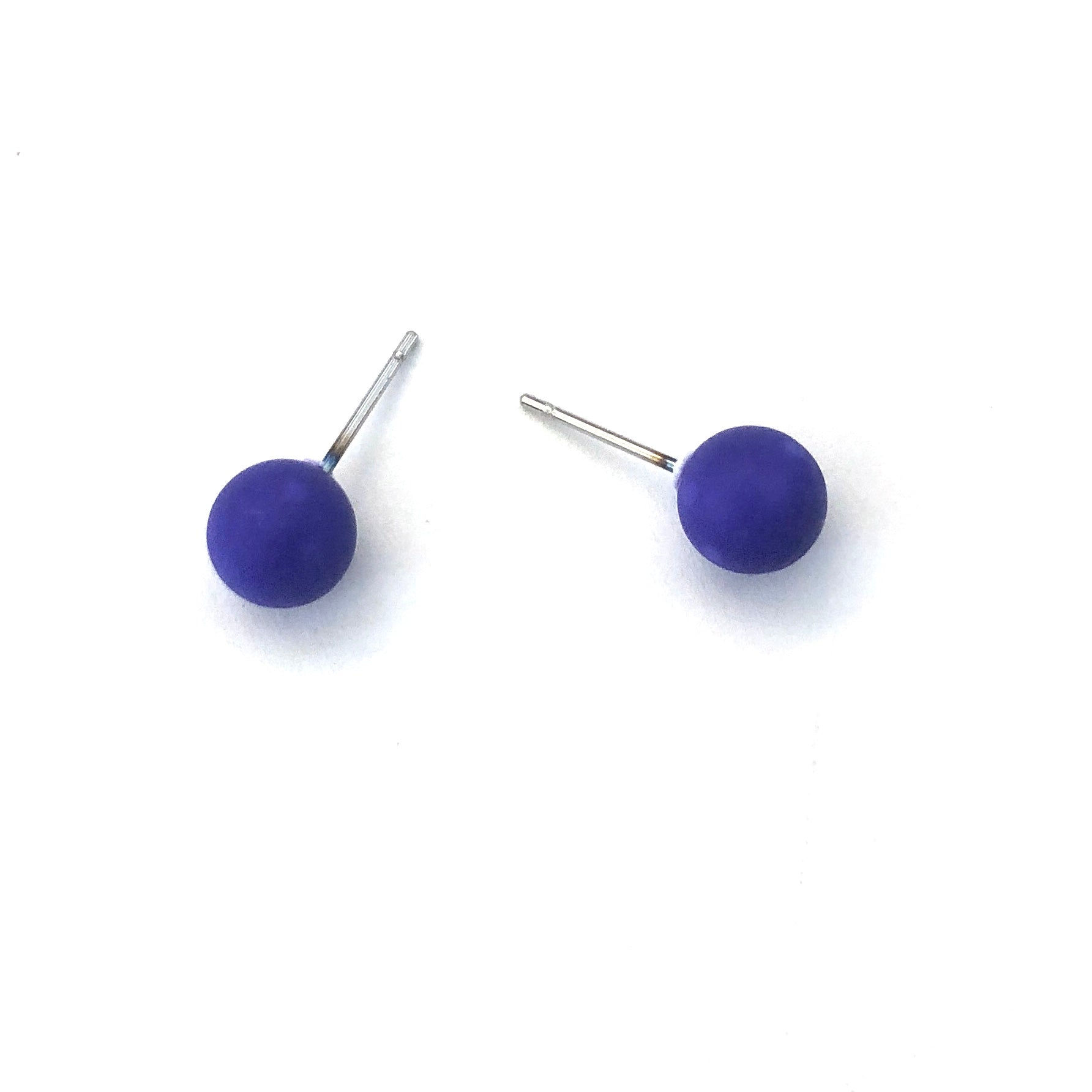 Cobalt Matte Lucite Ball Stud Earrings