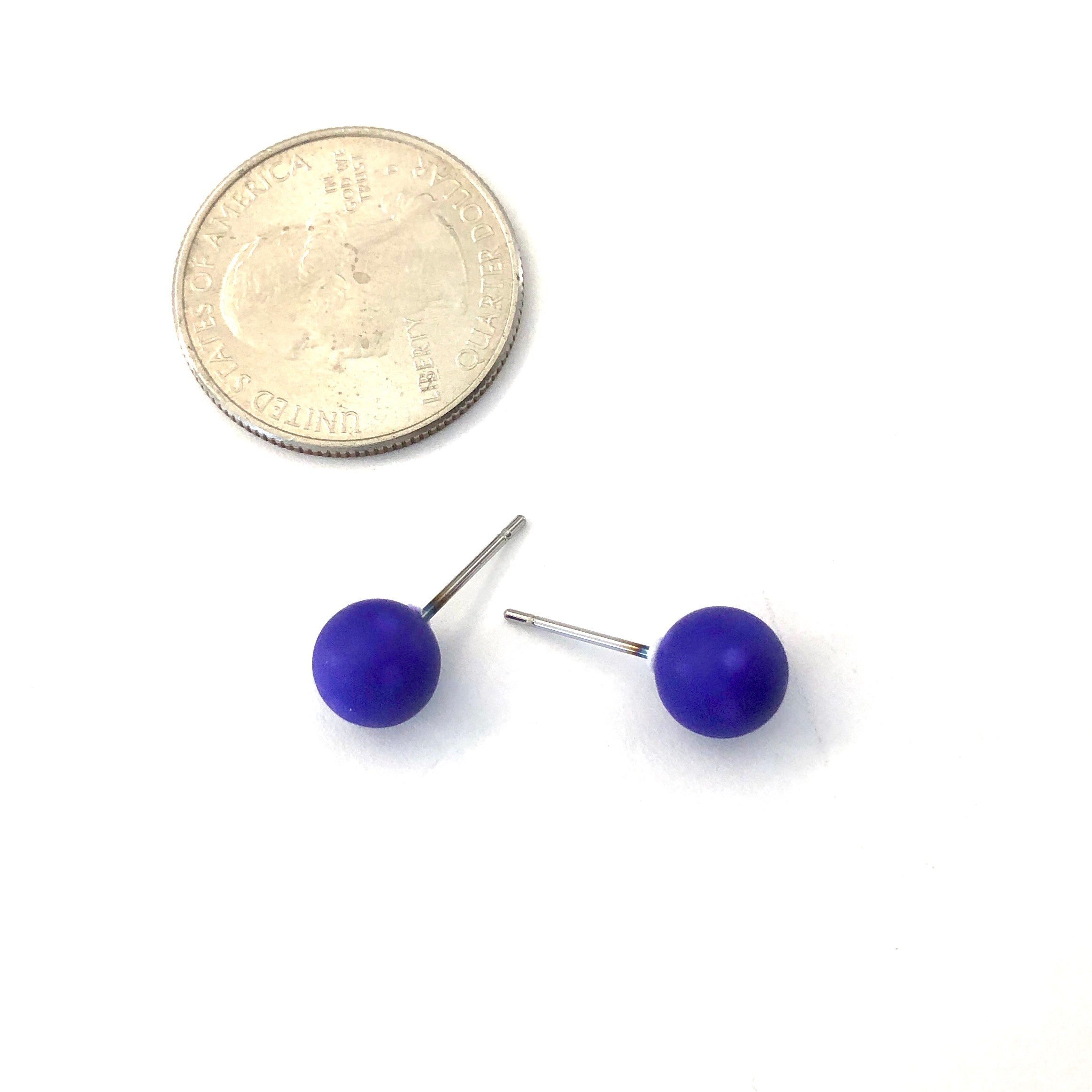Cobalt Matte Lucite Ball Stud Earrings