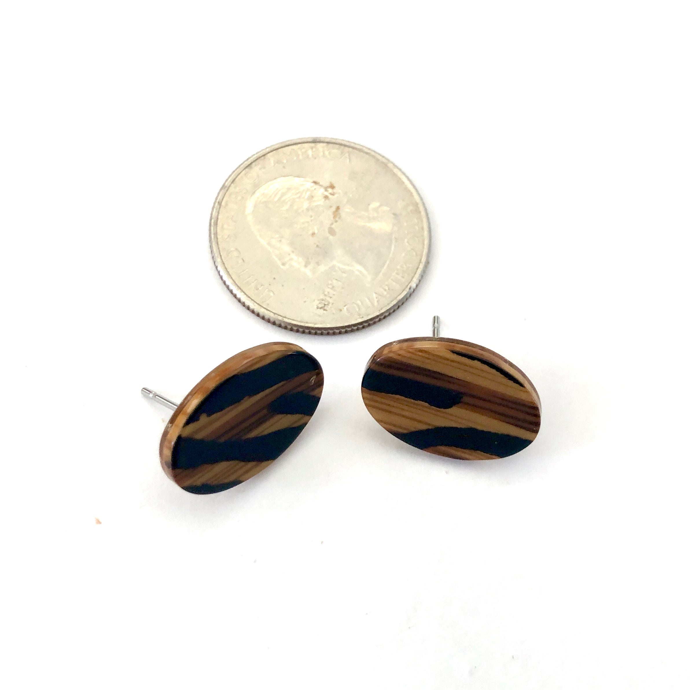 striped oval earrings